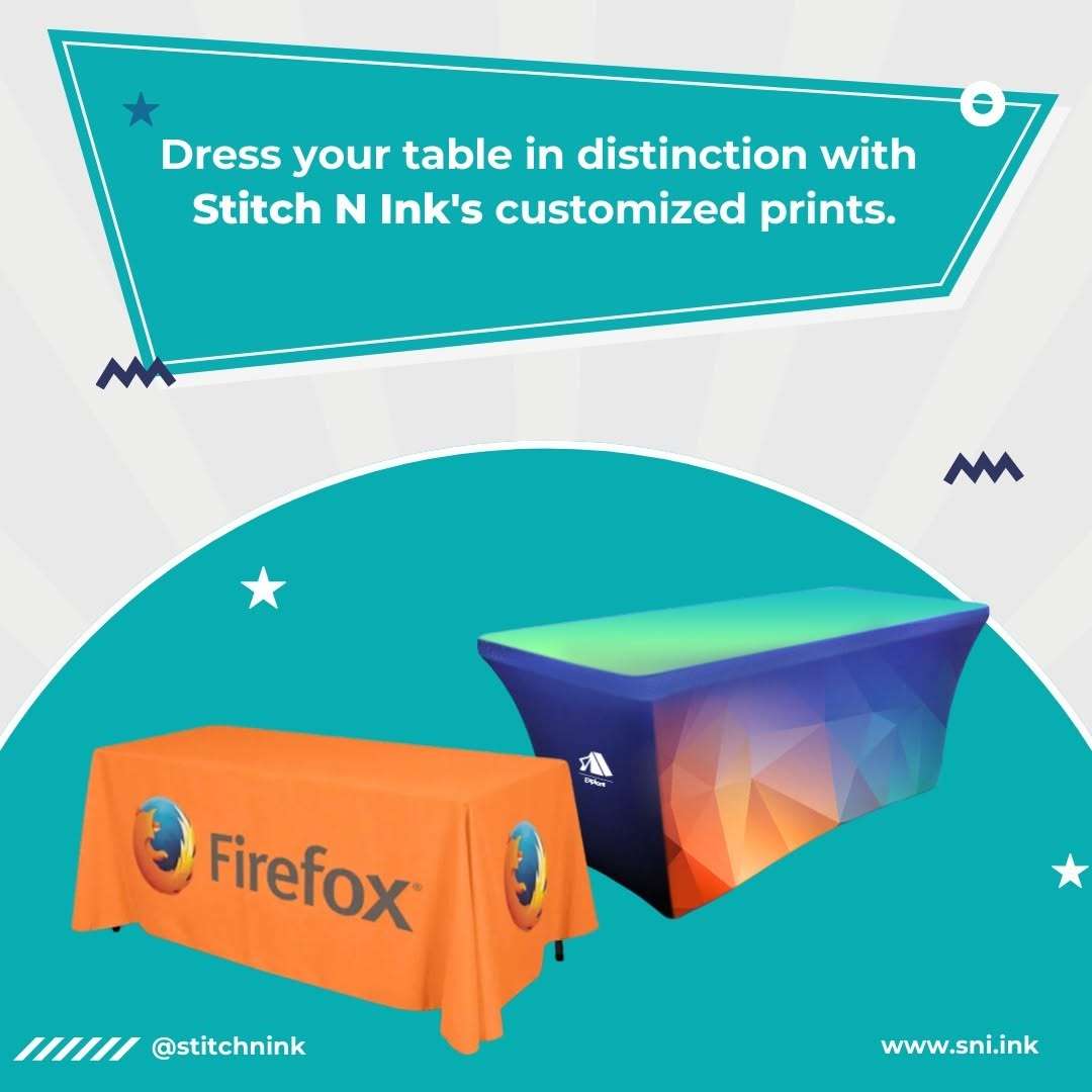 Table throws and event linens for trade shows and gatherings
