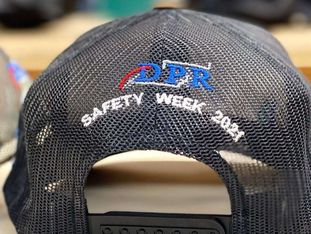 Embroidered Richardson hats — production sample