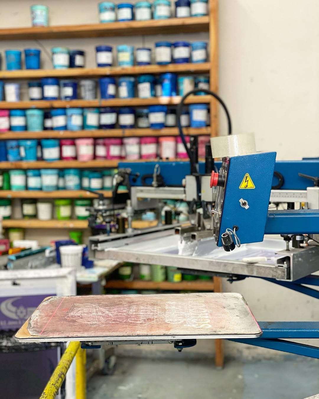 Shop floor ready for screen printing and embroidery rush orders
